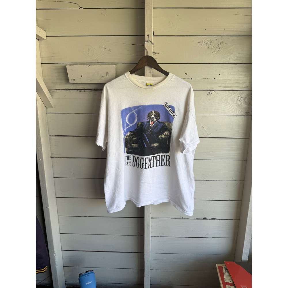 Vintage Big Dogs The Dogfather Graphic T-Shirt White XXL Godfather Parody Tee